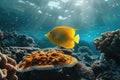 Yellow tang fish on coral reef Royalty Free Stock Photo