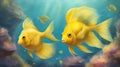 yellow tang fish Yellow aquarium fish. Yellow tang Royalty Free Stock Photo