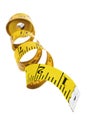 Yellow Tape Measure over White Royalty Free Stock Photo