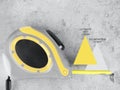 yellow tape measure on a ultimate grey background