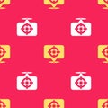 Yellow Target sport icon isolated seamless pattern on red background. Clean target with numbers for shooting range or Royalty Free Stock Photo