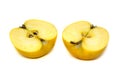 Yellow tasty fresh cut sliced half apple Royalty Free Stock Photo