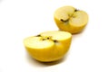 Yellow tasty fresh cut sliced half apple Royalty Free Stock Photo