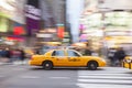 Yellow Taxi Cab in motion, Royalty Free Stock Photo