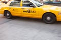 Yellow Taxi Cab in motion, Royalty Free Stock Photo