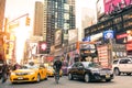 Yellow taxi cab and rush hour congestion in Manhattan New York Royalty Free Stock Photo