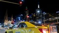 Yellow taxi cab in a street at night in Melbourne Royalty Free Stock Photo