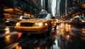 Yellow taxi cabs in new york city vibrant motion blur on busy downtown street highquality 16k image