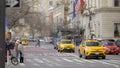 Yellow Taxi cabs at 5th Avenue in New York - NEW YORK CITY, USA - FEBRUARY 14, 2023 Royalty Free Stock Photo