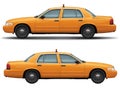Yellow taxi car ford crown victoria side view. Royalty Free Stock Photo