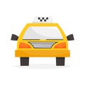 Yellow taxi car front view. Classic cab design Royalty Free Stock Photo