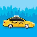 Yellow taxi car isolated on background. Cab, automobile. City passenger transport. Vector flat illustration Royalty Free Stock Photo