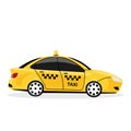 Yellow taxi car isolated on white background. Cab, automobile. City passenger transport. Vector flat illustration Royalty Free Stock Photo