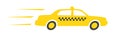 Yellow taxi car isolated on white background Royalty Free Stock Photo