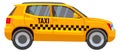 Yellow taxi car side view. Urban hatchback auto