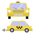 Yellow taxi front view side view vector