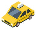Yellow taxi icon. Isometric city passenger cab