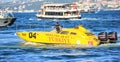 Yellow taxi on Marmara sea in istanbul Turkey.