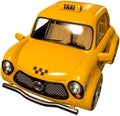 Yellow taxi of original design on white background