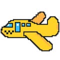 Yellow Taxi airplane pixel art llustration