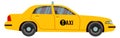 Yellow taxi side view. Cartoon car icon