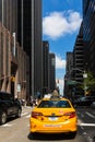 Yellow taxi on street of Manhattan in New York Royalty Free Stock Photo