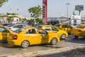 Yellow taxi on the streets of Istanbul. Transport Turkey.