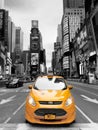 Yellow taxi in Times Square Manhattan New York City USA Royalty Free Stock Photo