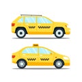 Yellow taxicab transporttion isolated on white background. Taxi service vector flat illustration Royalty Free Stock Photo