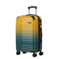 Yellow and Teal Gradient Hard Shell Rolling Suitcase with Telescopic Handle luggage Royalty Free Stock Photo