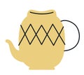 Yellow teapot in doodle style.