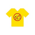 Yellow tee shirt. No drugs allowed. Drugs, marijuana leaf with forbidden sign - no drug. Drugs icon in prohibition red circle. Royalty Free Stock Photo