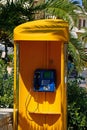 Yellow telephone kiosk, Rethymno.