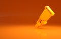 Yellow Telescope icon isolated on orange background. Scientific tool. Education and astronomy element, spyglass and