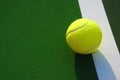 Yellow Tennis Ball on White Side Line