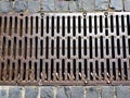 Yellow textured ceramic storm drain during construction. closeup view. Royalty Free Stock Photo