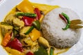 Yellow Thai Chicken Curry with Rice Royalty Free Stock Photo
