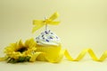 Yellow theme cupcake with sunflower