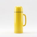 Yellow thermos on a white background. 3d render. Isolated Royalty Free Stock Photo