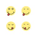 Yellow thin line yummy emoji faces