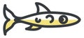 Yellow thin long fish, icon