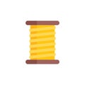 Yellow thread spool for sewing and tailoring Royalty Free Stock Photo