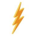 Yellow thunder arrow icon, isometric style