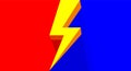 Yellow thunder on red and blue bright for banner copy space, flash sales graphic template for vs concept, thunderstorm symbol for