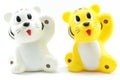 Yellow tiger toy and white tiger toy Royalty Free Stock Photo