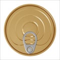 Yellow tin can with key, top view Royalty Free Stock Photo