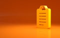 Yellow To do list or planning icon isolated on orange background. Minimalism concept. 3d illustration 3D render Royalty Free Stock Photo