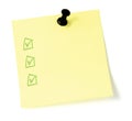 Yellow To-Do List with pushpin and checkboxes Royalty Free Stock Photo