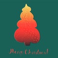 Roundish Christmas Tree with Pattern and Lettering Royalty Free Stock Photo