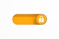Yellow Toggle Switch Slider with Closed Lock Icon. 3d Rendering